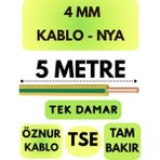 Öznur 4 mm Nya Kablo Metre Seçenekli (Sarı-Yeşil) - 5 METRE