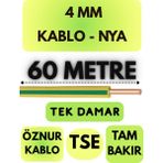 Öznur 4 mm Nya Kablo Metre Seçenekli (Sarı-Yeşil) - 60 METRE