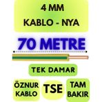 Öznur 4 mm Nya Kablo Metre Seçenekli (Sarı-Yeşil) - 70 METRE