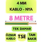 Öznur 4 mm Nya Kablo Metre Seçenekli (Sarı-Yeşil) - 8 METRE