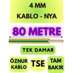 Öznur 4 mm Nya Kablo Metre Seçenekli (Sarı-Yeşil) - 80 METRE