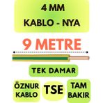Öznur 4 mm Nya Kablo Metre Seçenekli (Sarı-Yeşil) - 9 METRE