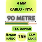 Öznur 4 mm Nya Kablo Metre Seçenekli (Sarı-Yeşil) - 90 METRE