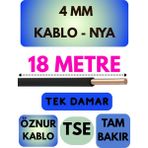 Öznur 4 mm Nya Kablo Metre Seçenekli (Siyah) - 18 METRE