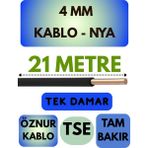 Öznur 4 mm Nya Kablo Metre Seçenekli (Siyah) - 21 METRE