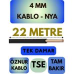 Öznur 4 mm Nya Kablo Metre Seçenekli (Siyah) - 22 METRE