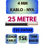 Öznur 4 mm Nya Kablo Metre Seçenekli (Siyah) - 25 METRE