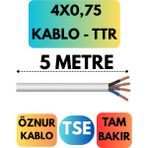 Öznur 4x0,75 Ttr Kablo Metre Seçenekli (Beyaz) - 5 METRE