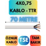 Öznur 4x0,75 Ttr Kablo Metre Seçenekli (Beyaz) - 70 METRE