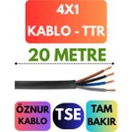 Öznur 4x1 Ttr Kablo Metre Seçenekli (Siyah) - 20 METRE