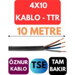 Öznur 4X10 Ttr Kablo Metre Seçenekli (Siyah) - 10 METRE