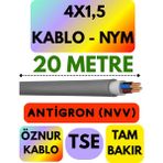 Öznur 4x1,5 Antigron (Nym) Kablo (Gri) Metre Seçenekli - 20 METRE