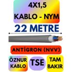 Öznur 4x1,5 Antigron (Nym) Kablo (Gri) Metre Seçenekli - 22 METRE