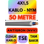 Öznur 4x1,5 Antigron (Nym) Kablo (Gri) Metre Seçenekli - 50 METRE