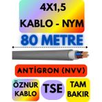 Öznur 4x1,5 Antigron (Nym) Kablo (Gri) Metre Seçenekli - 80 METRE