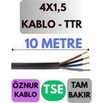 Öznur 4x1,5 Ttr Kablo Metre Seçenekli (Siyah) - 10 METRE