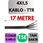 Öznur 4x1,5 Ttr Kablo Metre Seçenekli (Siyah) - 17 METRE