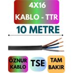 Öznur 4X16 Ttr Kablo Metre Seçenekli (Siyah) - 10 METRE