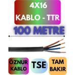 Öznur 4X16 Ttr Kablo Metre Seçenekli (Siyah) - 100 METRE