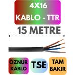 Öznur 4X16 Ttr Kablo Metre Seçenekli (Siyah) - 15 METRE