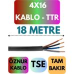 Öznur 4X16 Ttr Kablo Metre Seçenekli (Siyah) - 18 METRE