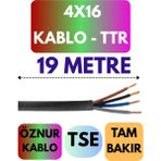 Öznur 4X16 Ttr Kablo Metre Seçenekli (Siyah) - 19 METRE