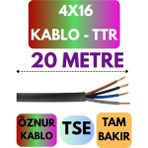 Öznur 4X16 Ttr Kablo Metre Seçenekli (Siyah) - 20 METRE