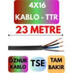 Öznur 4X16 Ttr Kablo Metre Seçenekli (Siyah) - 23 METRE