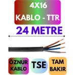 Öznur 4X16 Ttr Kablo Metre Seçenekli (Siyah) - 24 METRE