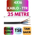 Öznur 4X16 Ttr Kablo Metre Seçenekli (Siyah) - 25 METRE