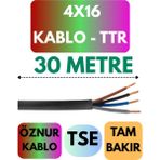 Öznur 4X16 Ttr Kablo Metre Seçenekli (Siyah) - 30 METRE