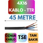 Öznur 4X16 Ttr Kablo Metre Seçenekli (Siyah) - 45 METRE