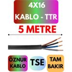 Öznur 4X16 Ttr Kablo Metre Seçenekli (Siyah) - 5 METRE