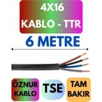 Öznur 4X16 Ttr Kablo Metre Seçenekli (Siyah) - 6 METRE