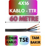 Öznur 4X16 Ttr Kablo Metre Seçenekli (Siyah) - 60 METRE