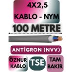 Öznur 4x2,5 Antigron (Nym) Kablo (Gri) Metre Seçenekli - 100 METRE