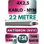 Öznur 4x2,5 Antigron (Nym) Kablo (Gri) Metre Seçenekli - 22 METRE