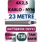 Öznur 4x2,5 Antigron (Nym) Kablo (Gri) Metre Seçenekli - 23 METRE