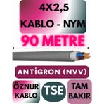 Öznur 4x2,5 Antigron (Nym) Kablo (Gri) Metre Seçenekli - 90 METRE