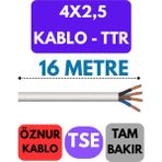 Öznur 4x2,5 Ttr Kablo Metre Seçenekli (Beyaz) - 16 METRE