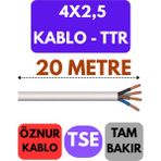 Öznur 4x2,5 Ttr Kablo Metre Seçenekli (Beyaz) - 20 METRE