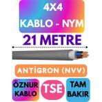Öznur 4x4 Antigron (Nym) Kablo (Gri) Metre Seçenekli - 21 METRE
