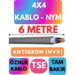 Öznur 4x4 Antigron (Nym) Kablo (Gri) Metre Seçenekli - 6 METRE