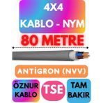 Öznur 4x4 Antigron (Nym) Kablo (Gri) Metre Seçenekli - 80 METRE
