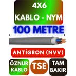 Öznur 4x6 Antigron (Nym) Kablo (Gri) Metre Seçenekli - 100 METRE