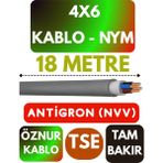 Öznur 4x6 Antigron (Nym) Kablo (Gri) Metre Seçenekli - 18 METRE