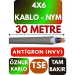 Öznur 4x6 Antigron (Nym) Kablo (Gri) Metre Seçenekli - 30 METRE