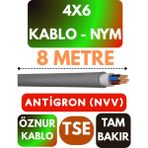 Öznur 4x6 Antigron (Nym) Kablo (Gri) Metre Seçenekli - 8 METRE