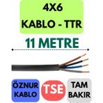 Öznur 4x6 Ttr Kablo Metre Seçenekli (Siyah) - 11 METRE