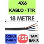 Öznur 4x6 Ttr Kablo Metre Seçenekli (Siyah) - 18 METRE